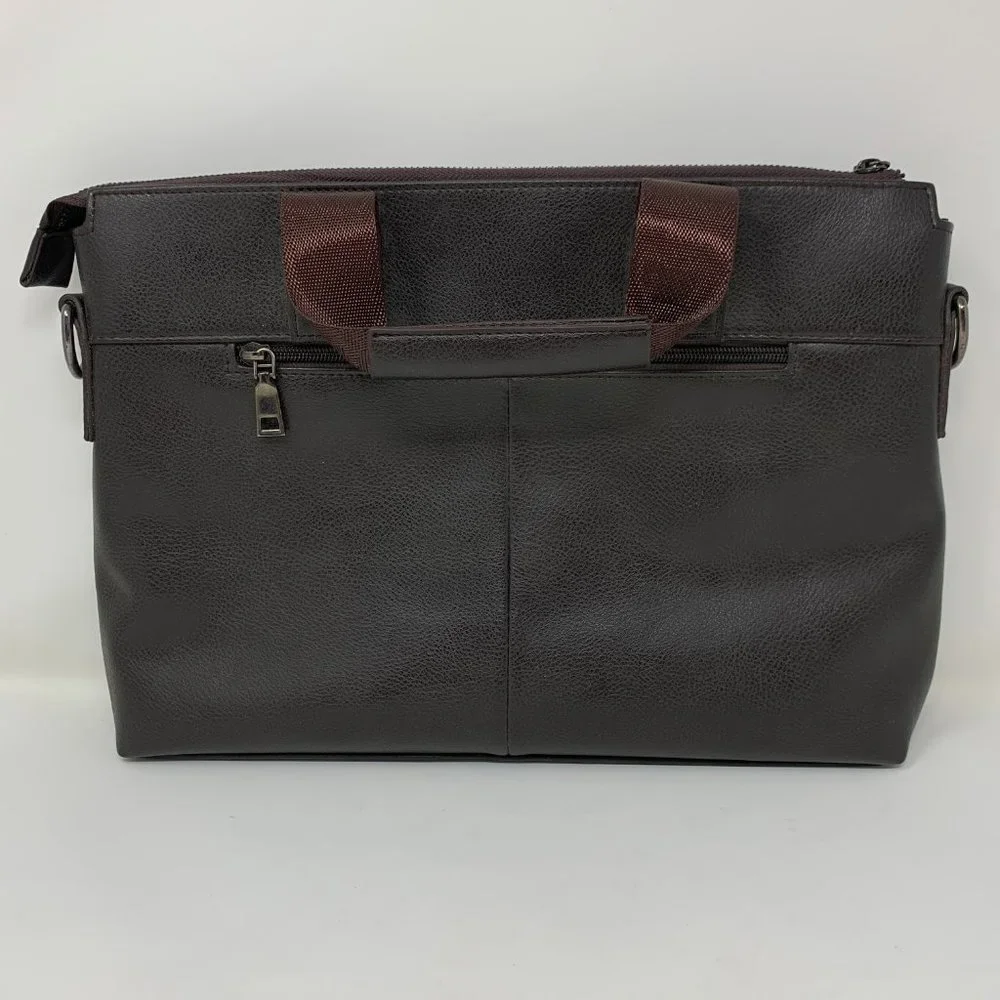 Polo Vicuna Messenger Bag Brown Business Casual Leather Zip Up Laptop Slot 14x10 - Picture 4 of 8